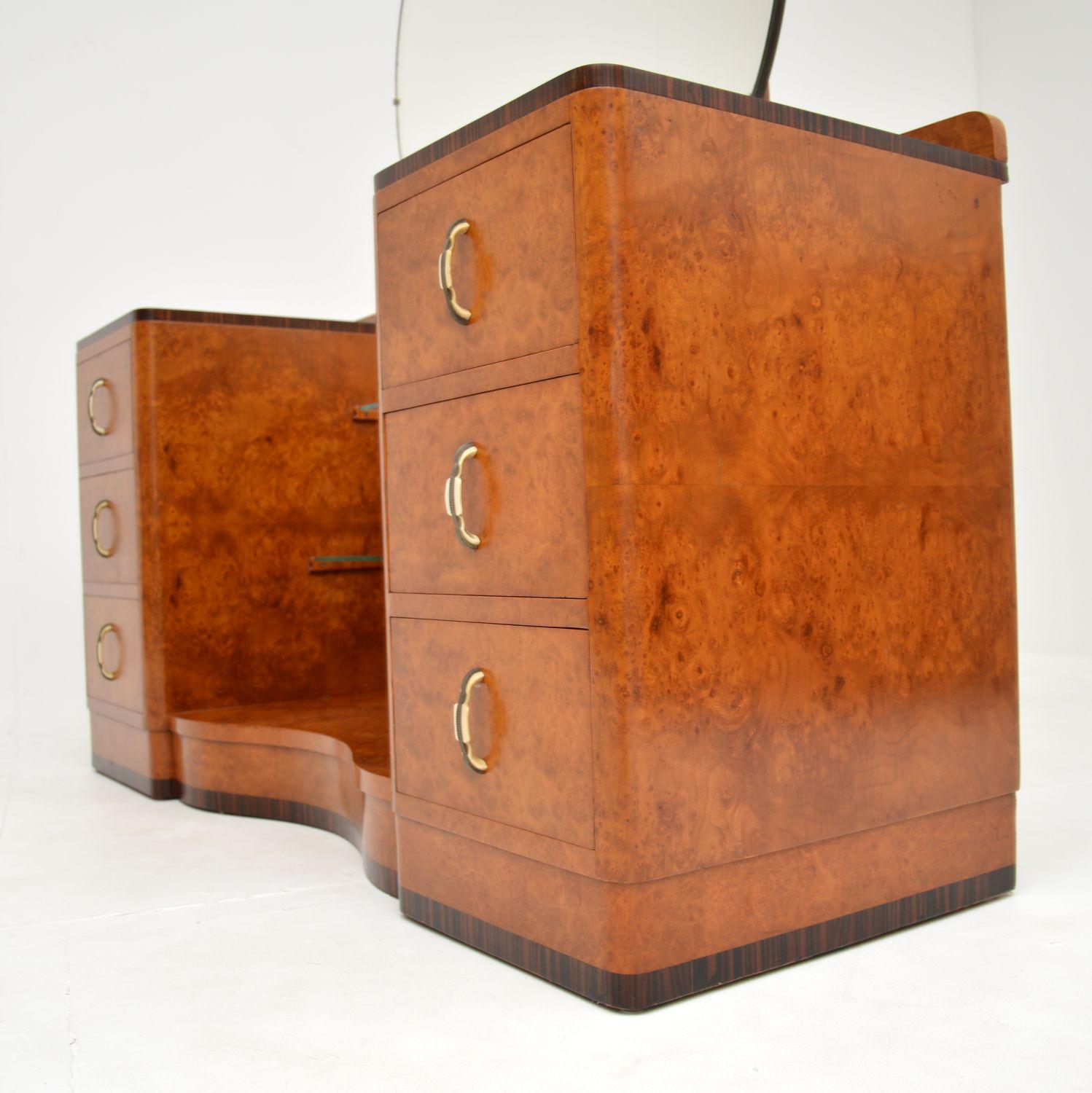 Art Deco Burr Walnut Dressing Table & Stool 1