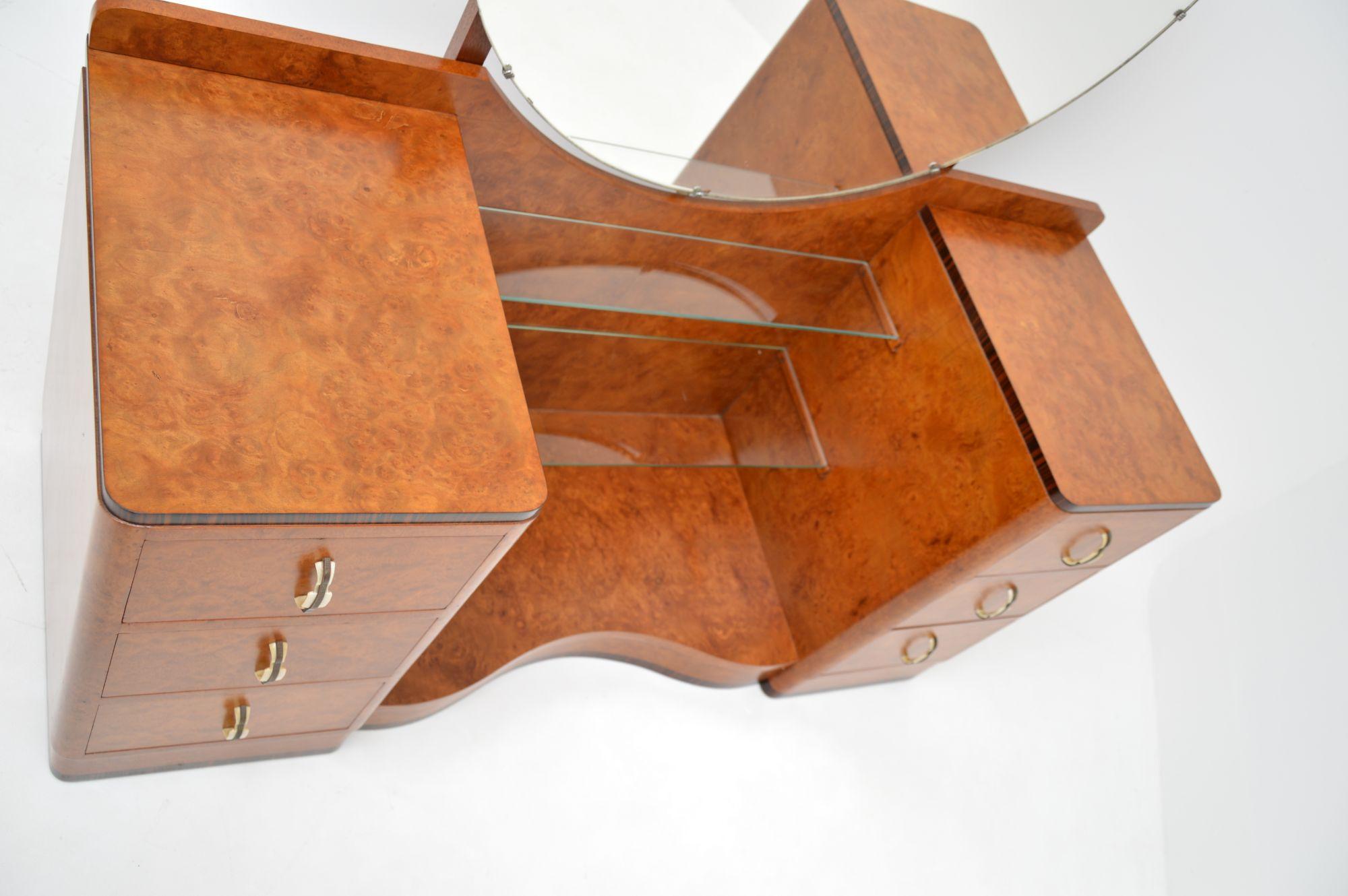 Art Deco Burr Walnut Dressing Table & Stool 2