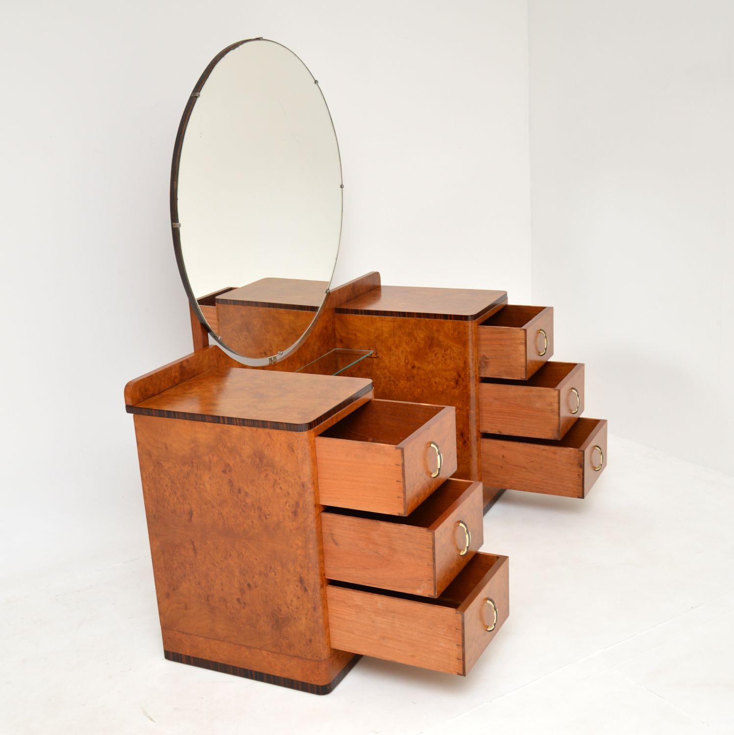 Art Deco Burr Walnut Dressing Table & Stool 4