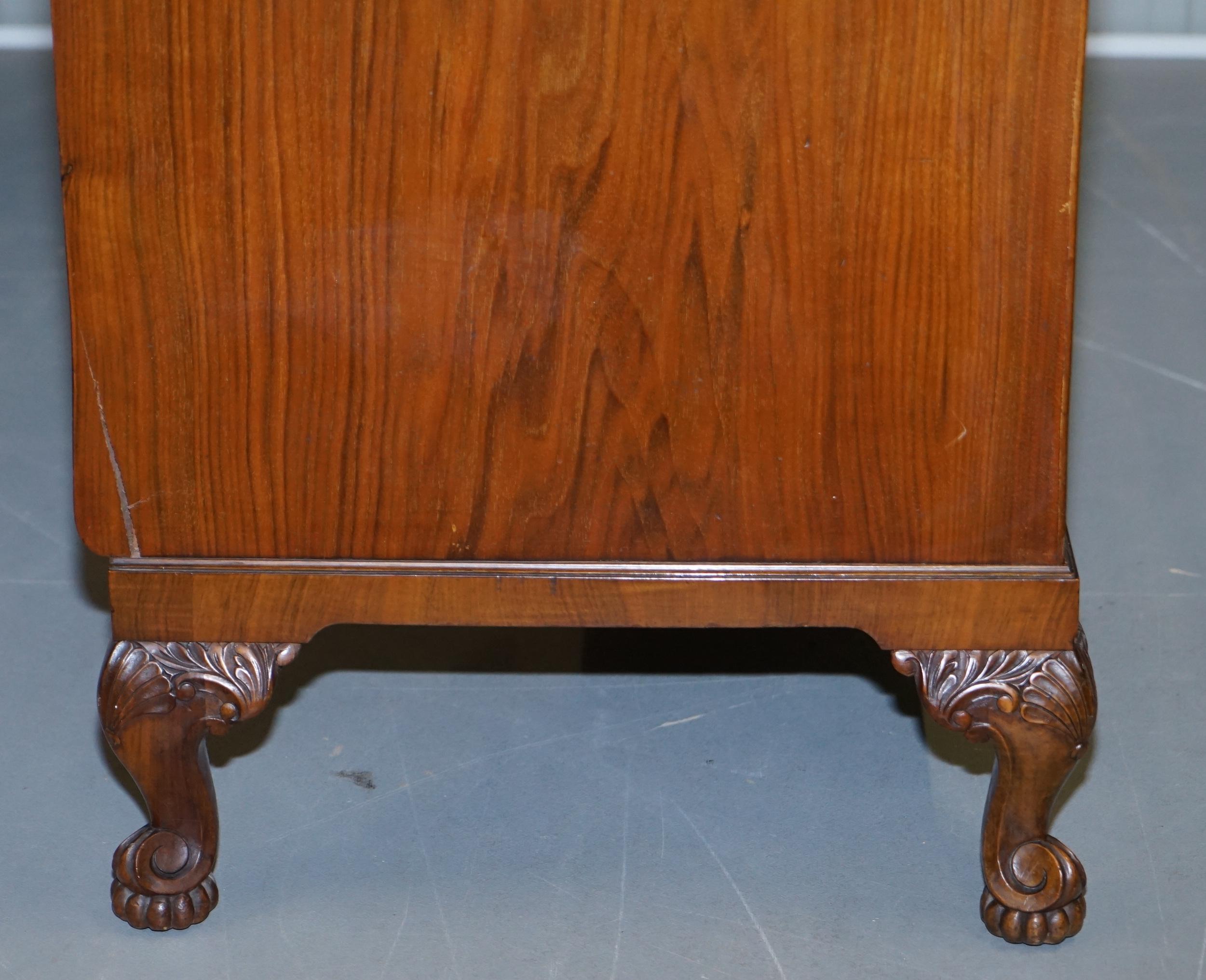 Art Deco Burr Walnut Drinks Cabinet Cupboard with Drawers Butlers Serving Tray 4