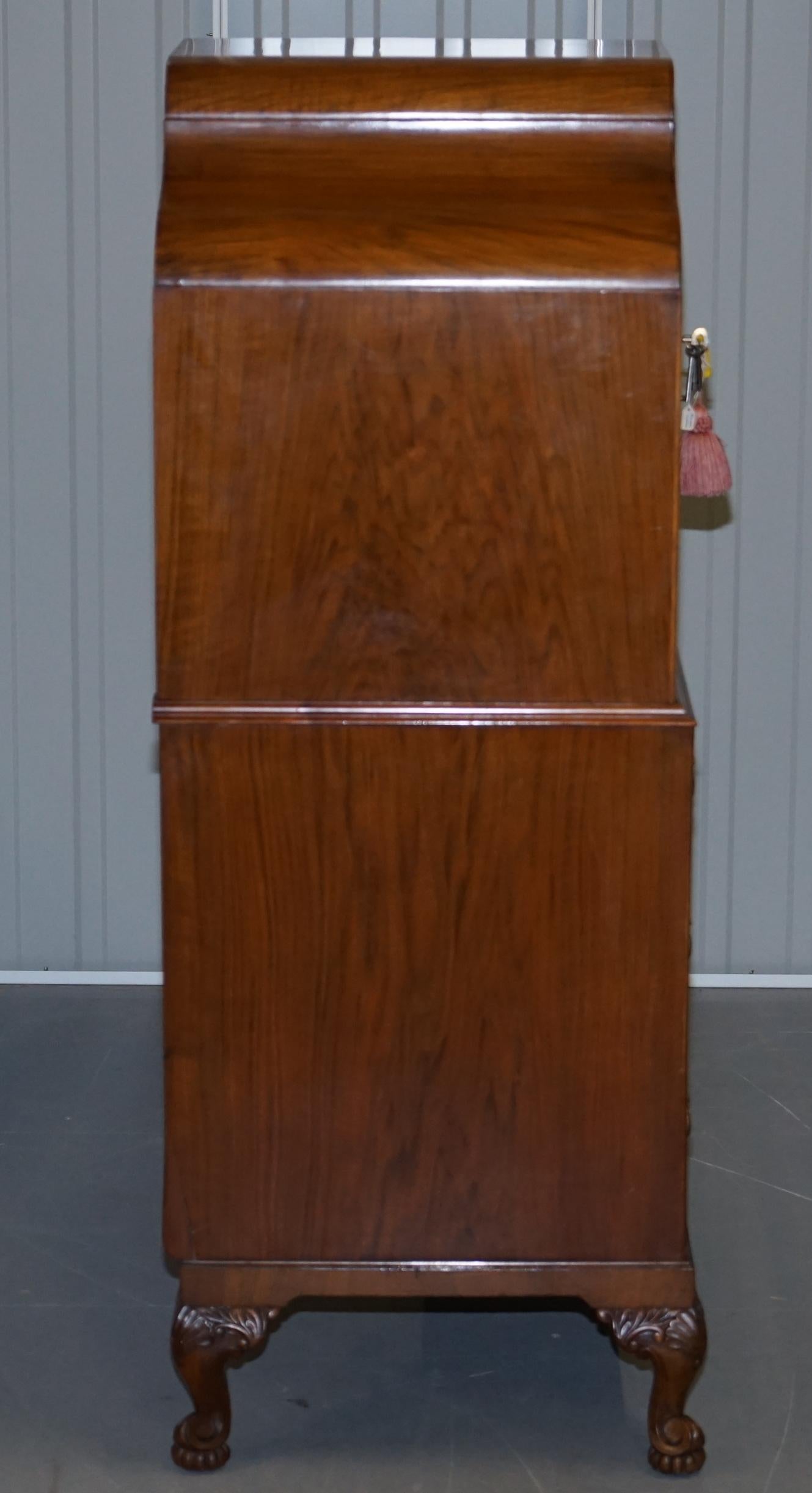 Art Deco Burr Walnut Drinks Cabinet Cupboard with Drawers Butlers Serving Tray 3