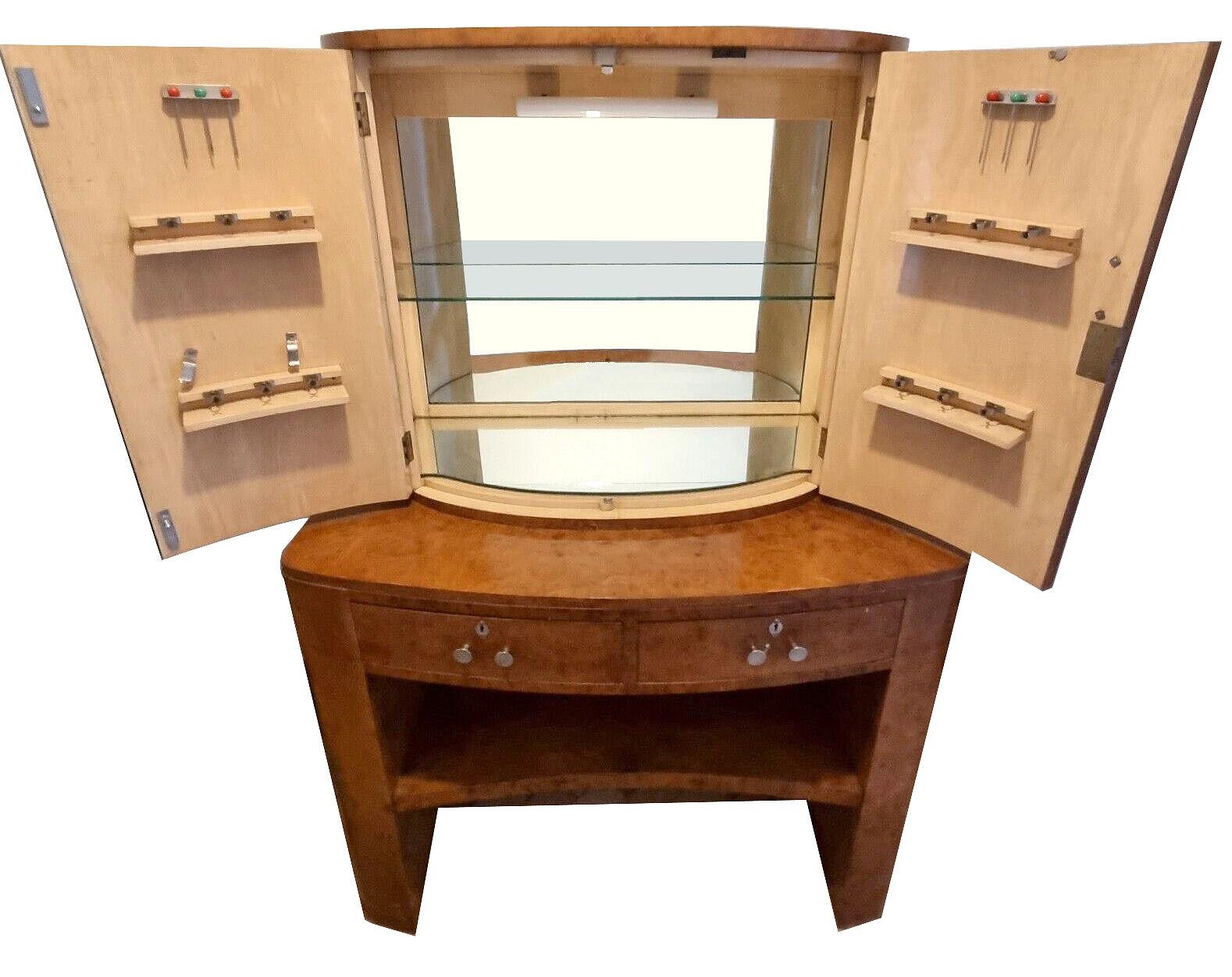 Art Deco Burr Walnut Drinks Cocktail Cabinet, Dry Bar, by H & L Epstein, C1930 In Good Condition For Sale In Devon, England