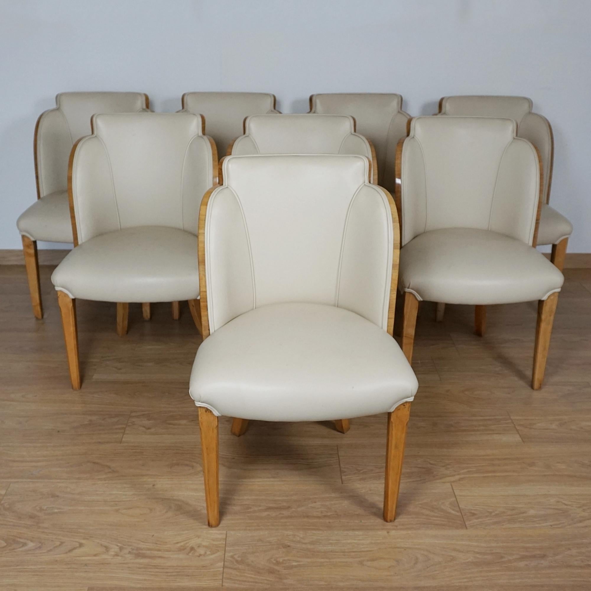 Art-Deco-Esszimmergarnitur aus Wurzelnussholz mit acht Sitzplätzen im Angebot 5