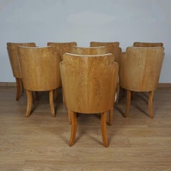 Art Deco Burr Walnut Eight Seat Dining Suite