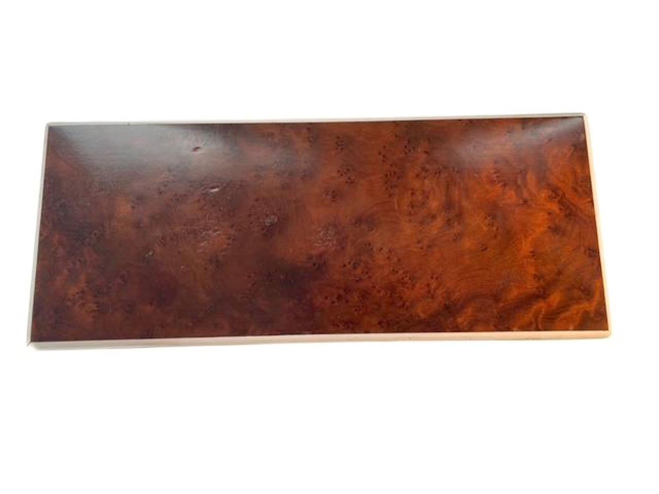 Art Deco Burr Walnut Glove Box w/Slightly Domed Lid and Bone Edges For Sale 4