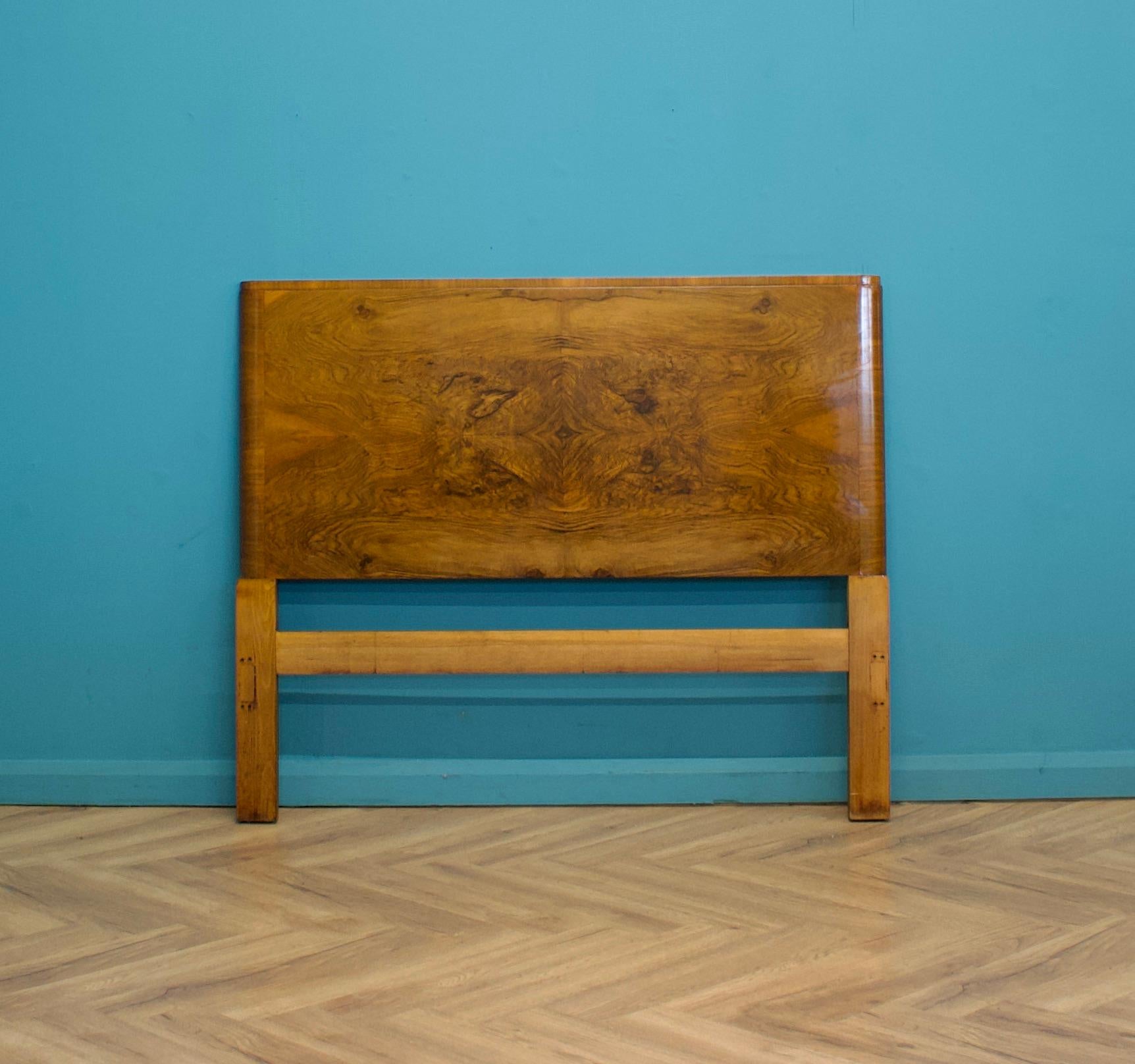 A burr walnut Art Deco headboard for a double bed - circa 1930's

Originally part of a metal framed bed
It could be attached to the wall or the bed