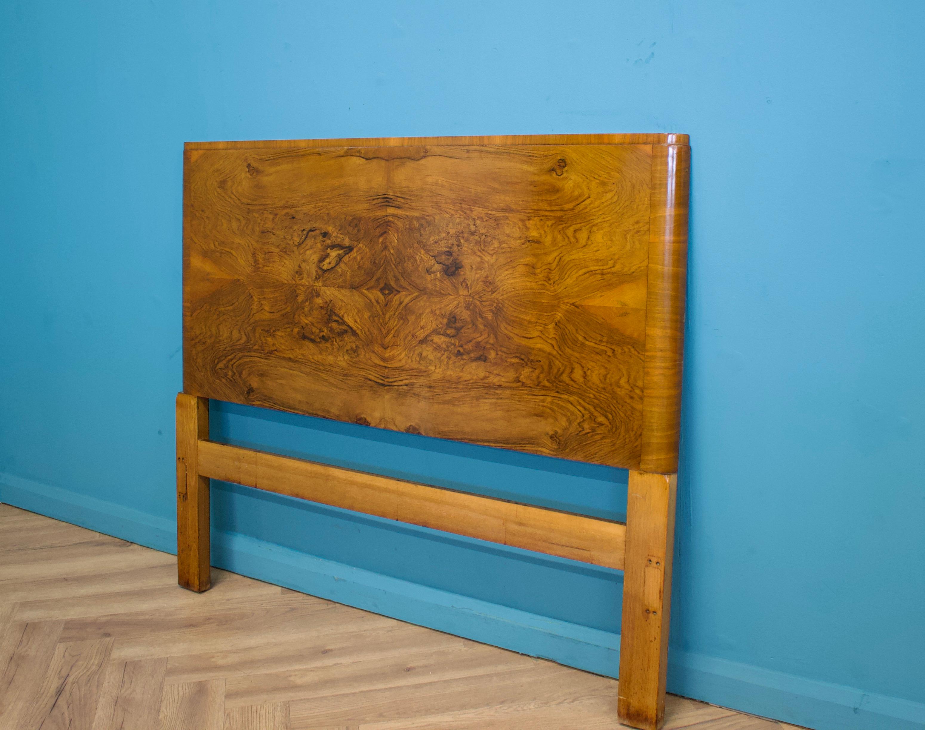 Mid-Century Modern Art Deco Burr Walnut Headboard, 1930s