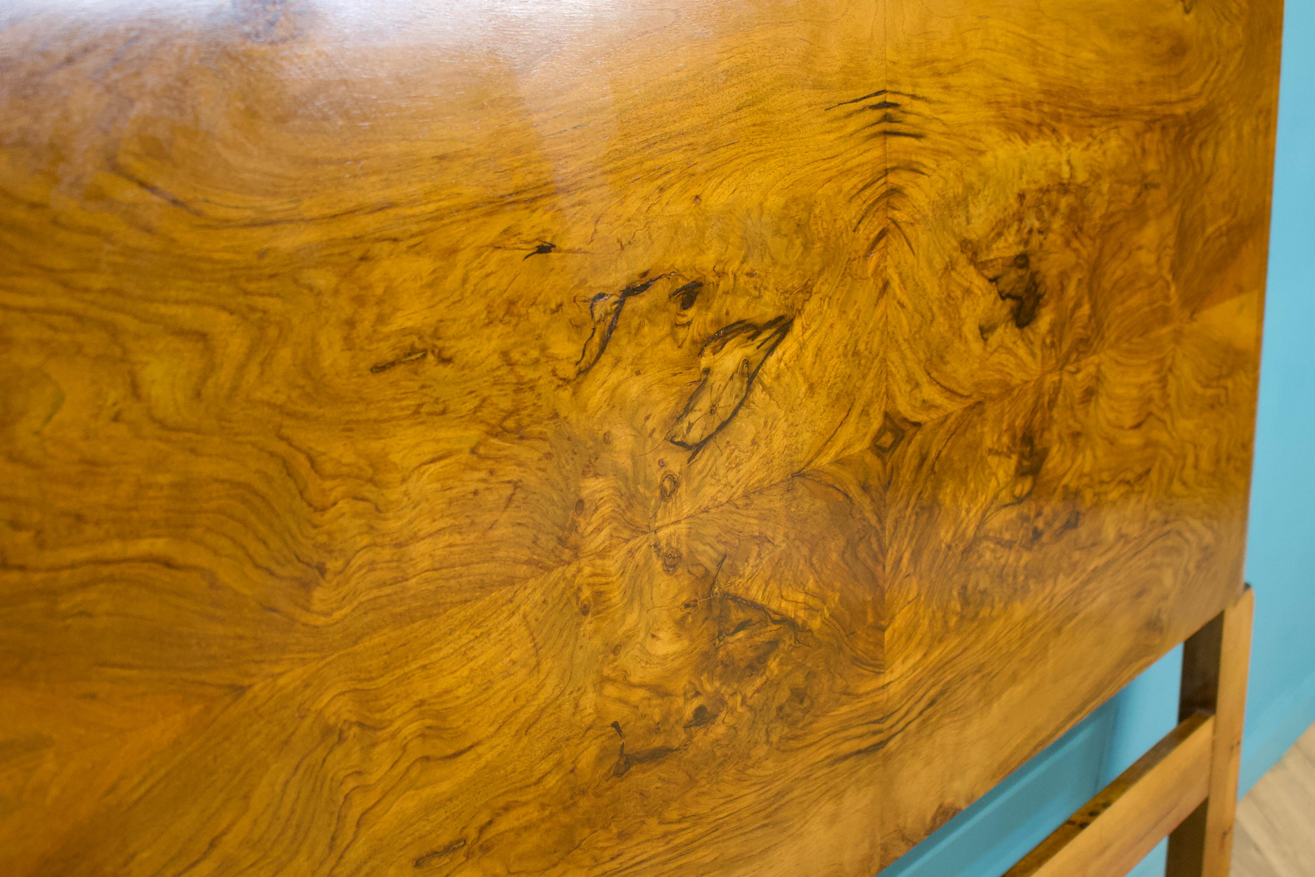 Veneer Art Deco Burr Walnut Headboard, 1930s