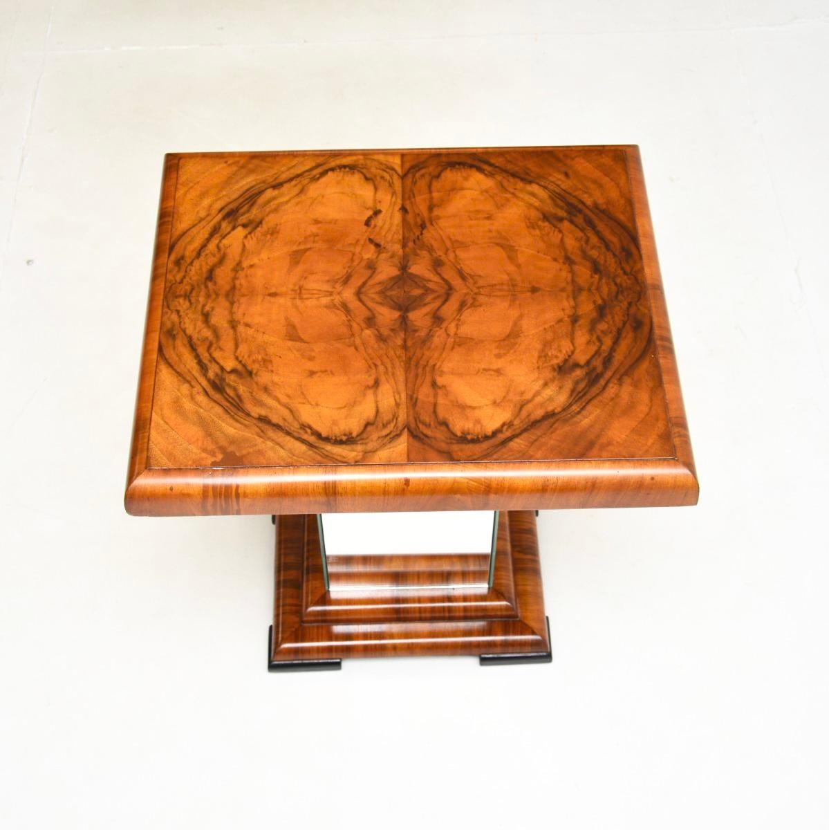Art Deco Burr Walnut Mirrored Occasional Side Table In Good Condition In London, GB