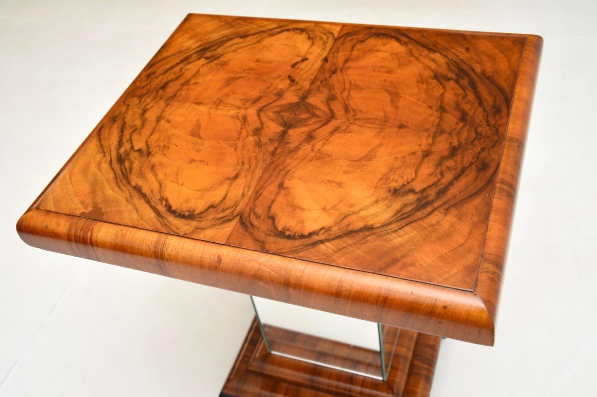 Mid-20th Century Art Deco Burr Walnut Mirrored Occasional Side Table