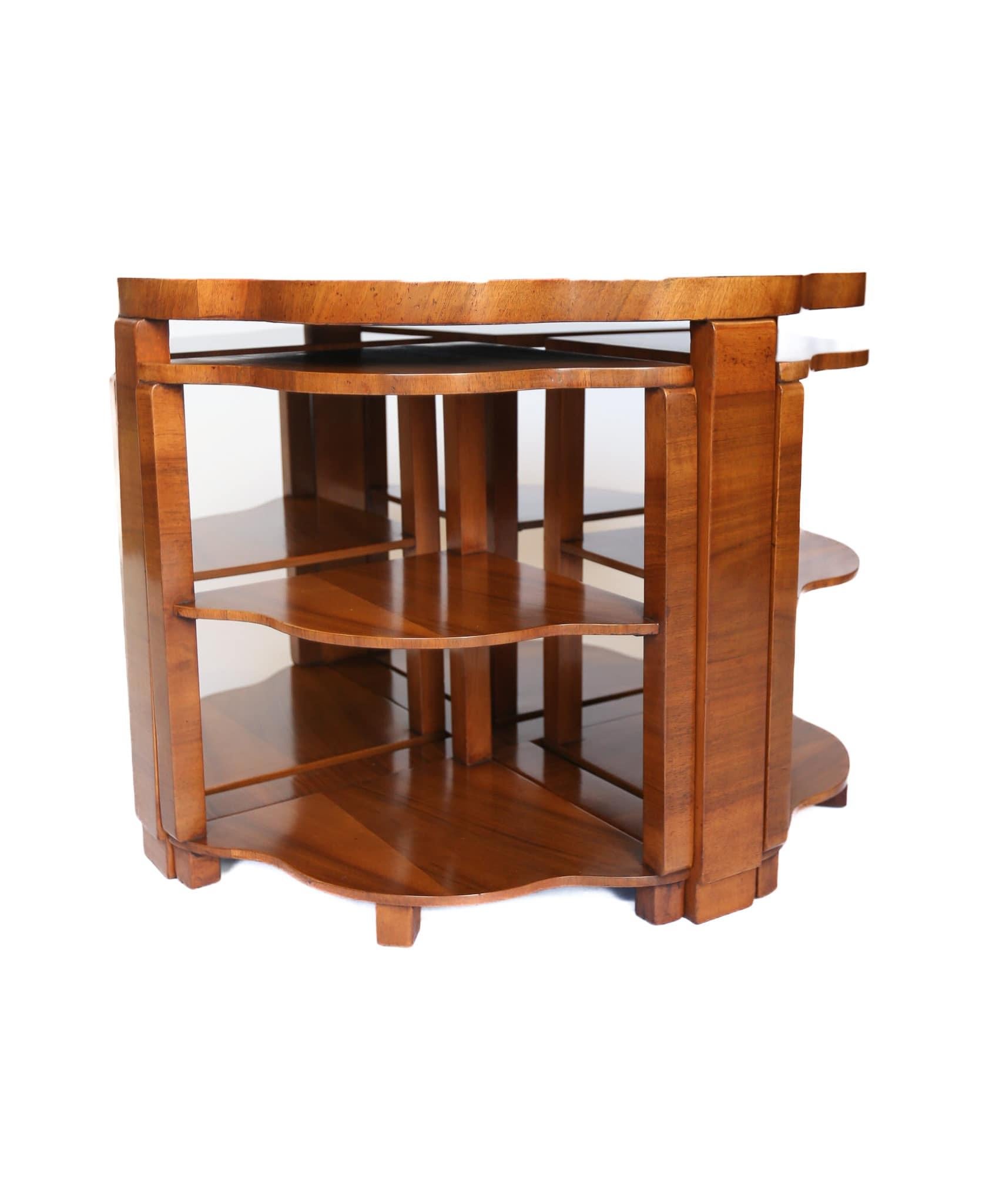 Art Deco Burr Walnut Nest of Tables circa 1930s In Good Condition For Sale In Dereham, GB