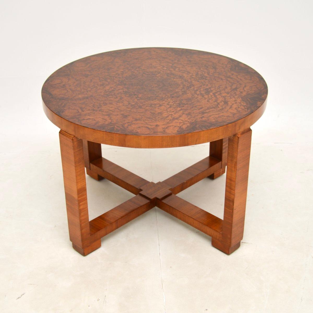 Early 20th Century Art Deco Burr Walnut Nesting Coffee Table For Sale