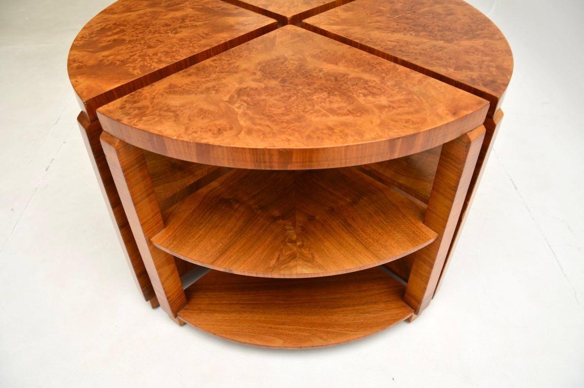 Art Deco Burr Walnut Nesting Coffee Table For Sale 4