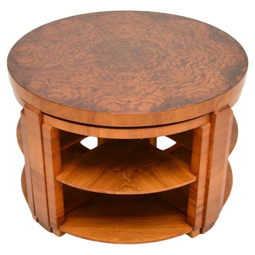 Art Deco Burr Walnut Nesting Coffee Table