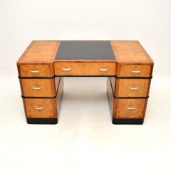 Art Deco Burr Walnut Pedestal Desk