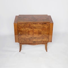 Art Deco Burr Walnut Revolving Drinks Cabinet, French, circa 1930