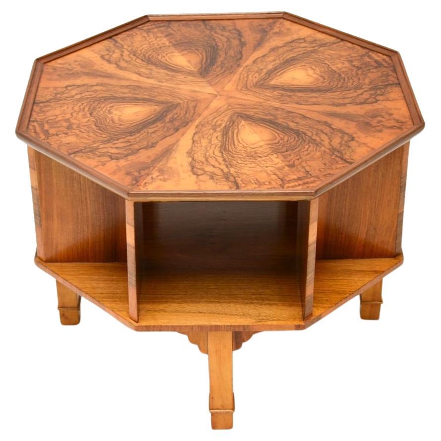 Art Deco Burr Walnut Revolving Occasional Coffee / Side Table For Sale