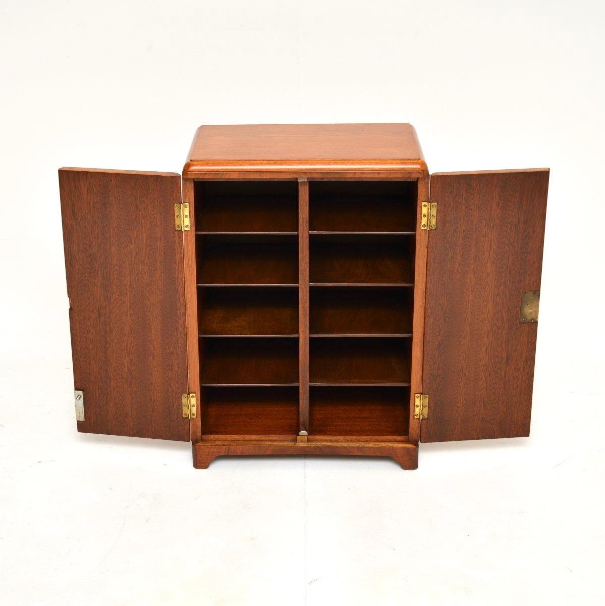 British Art Deco Burr Walnut Side Cabinet For Sale
