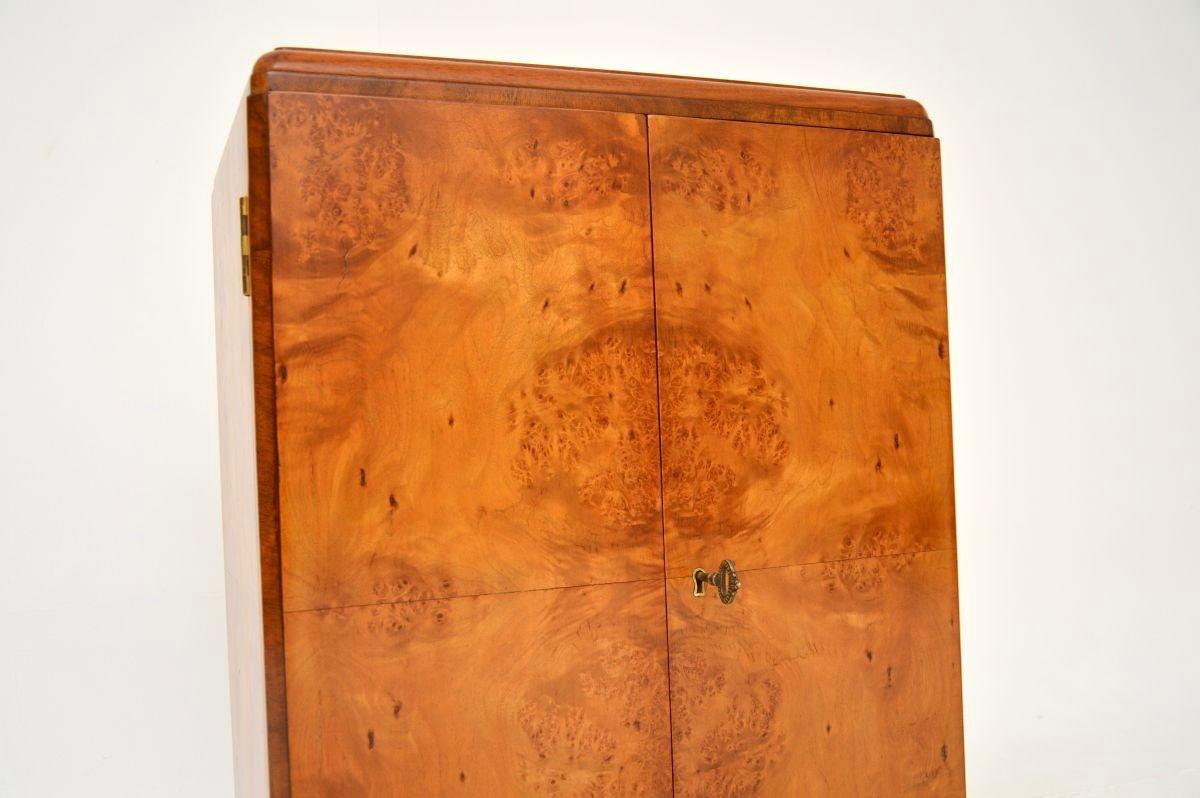 Art Deco Burr Walnut Side Cabinet For Sale 3