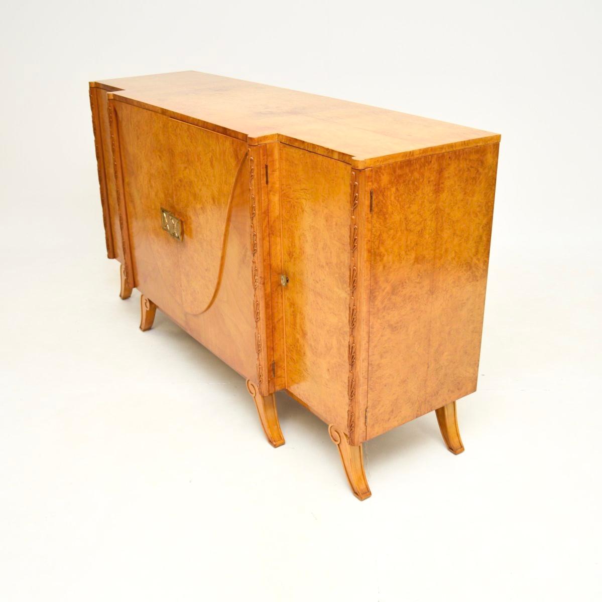 Art Deco Burr Walnut Sideboard by Hille For Sale 1
