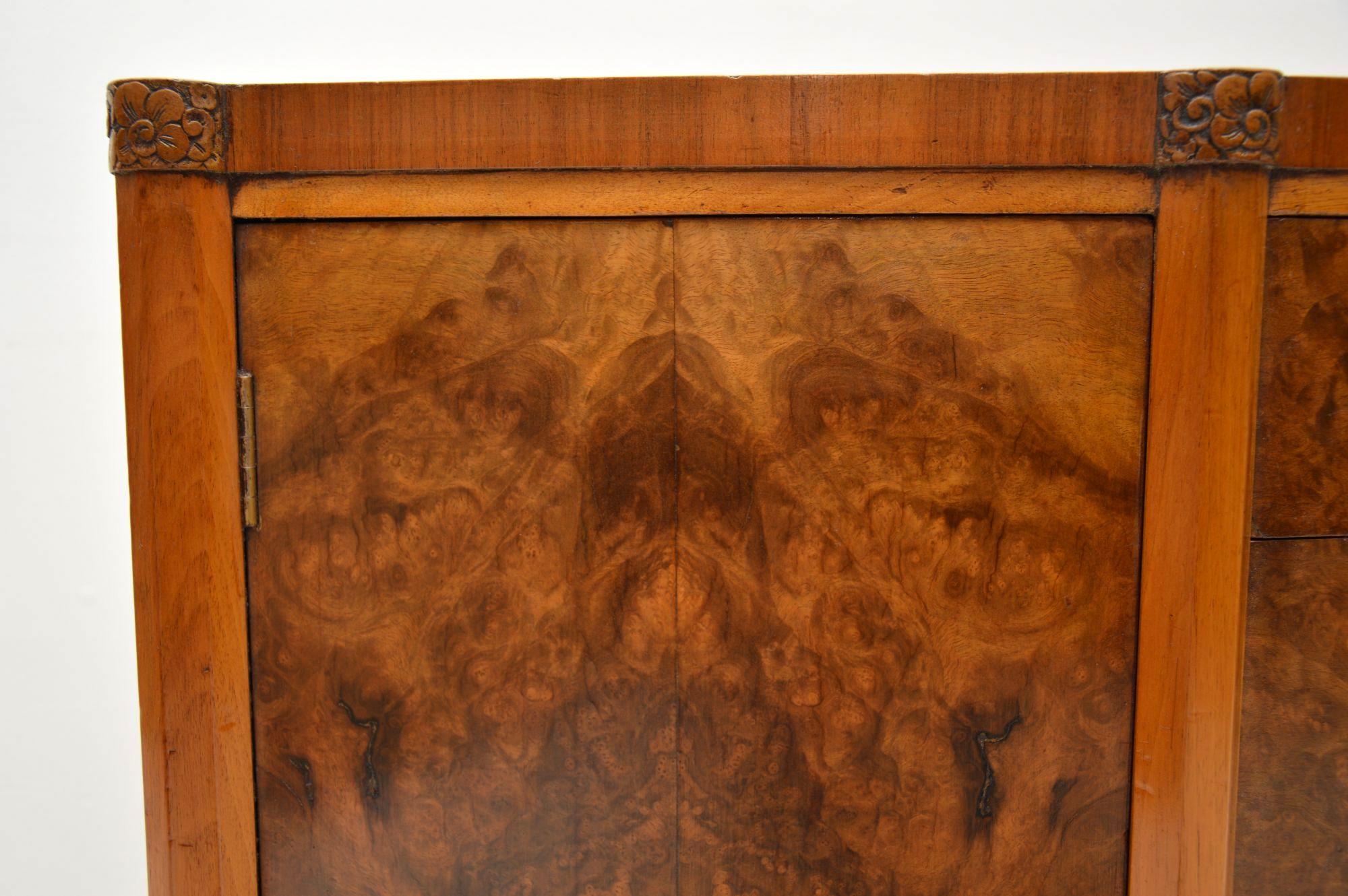 Early 20th Century Art Deco Burr Walnut Sideboard 