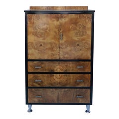 Art Deco Burr Walnut Tallboy English circa 1935