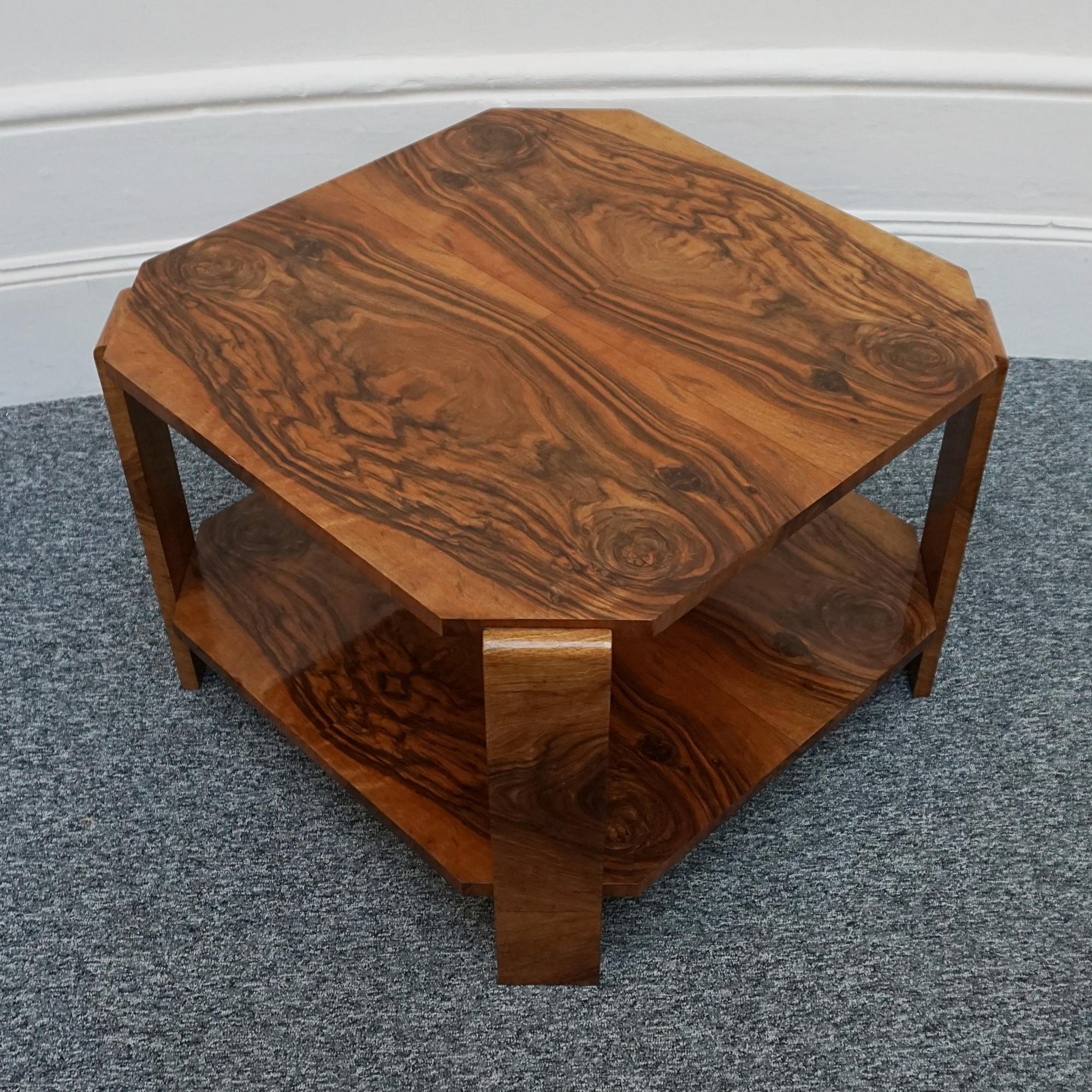 Mid-20th Century Art Deco Burr Walnut Veneered Side Table  For Sale