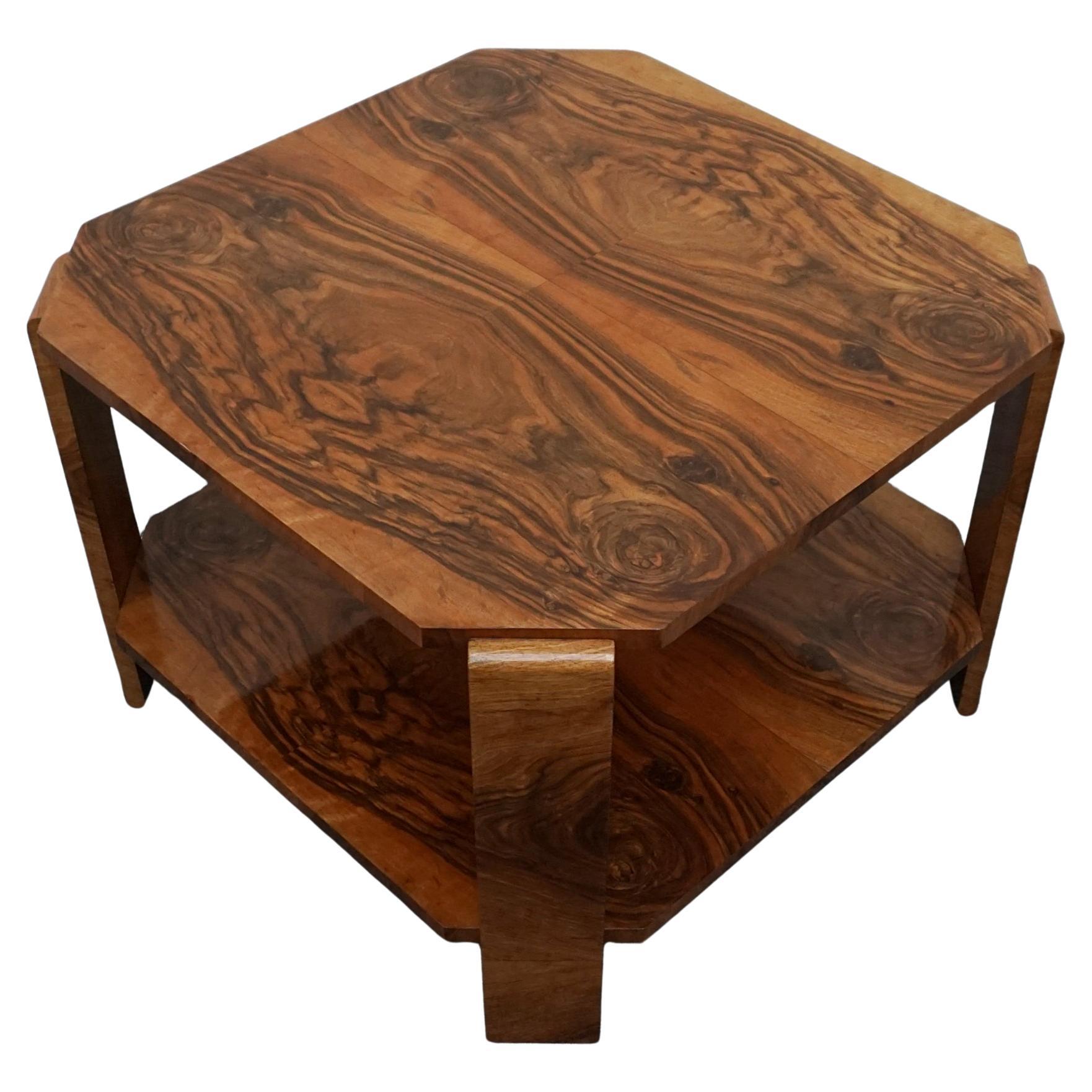 Art Deco Burr Walnut Veneered Side Table  For Sale