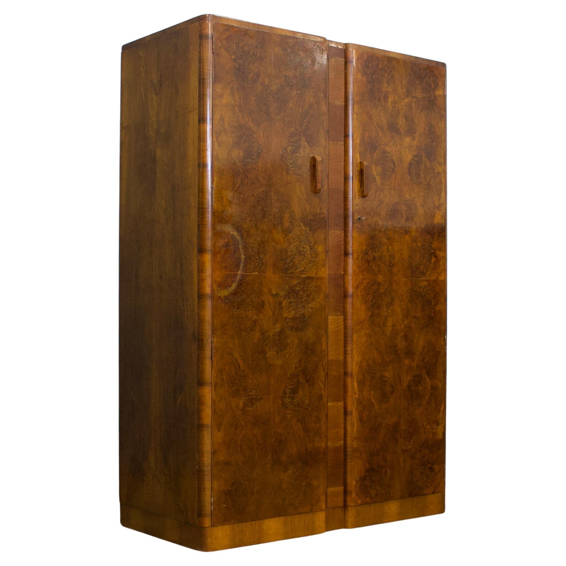 Art Deco Burr Walnut Wardrobe, 1930s