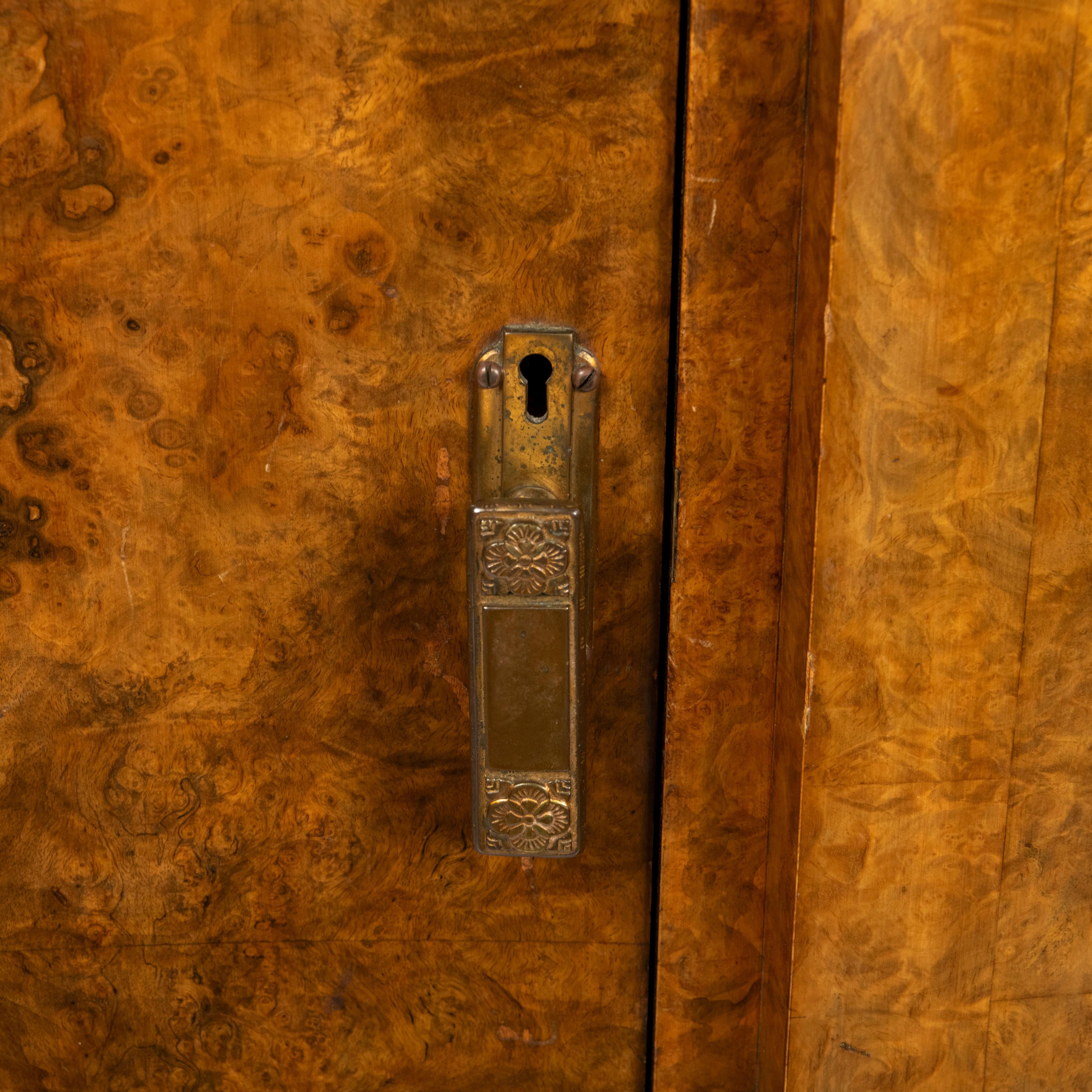 Early 20th Century Art Deco Burr Walnut Wardrobe, England circa 1925