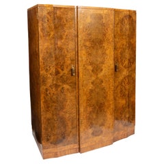 Art Deco Burr Walnut Wardrobe, England circa 1925