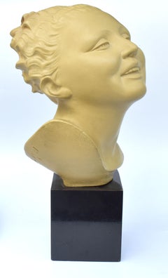 Art Deco Bust On Stand, c1930 By Bohumil Rezl