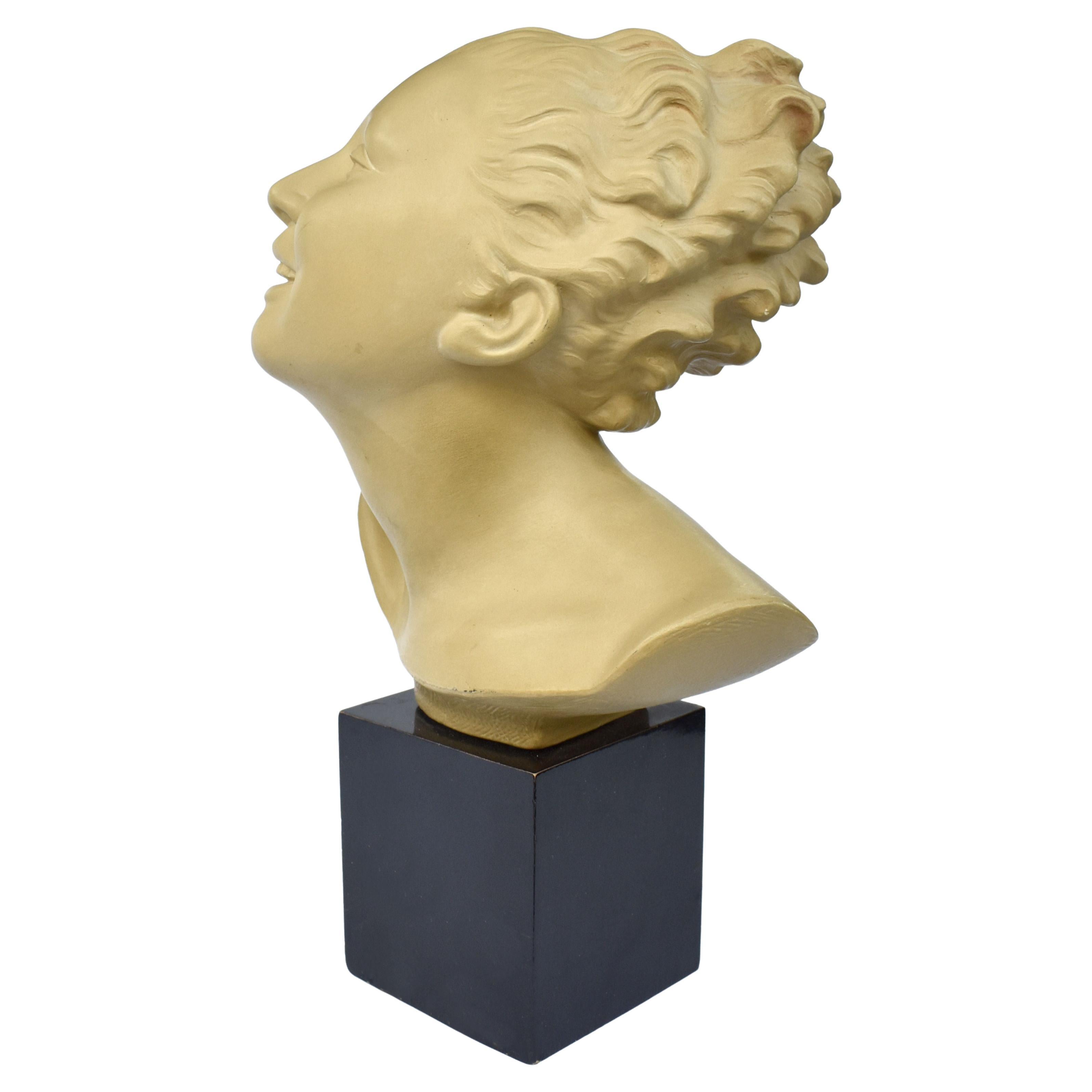 Art Deco Bust On Stand, c1930 By Bohumil Rezl For Sale