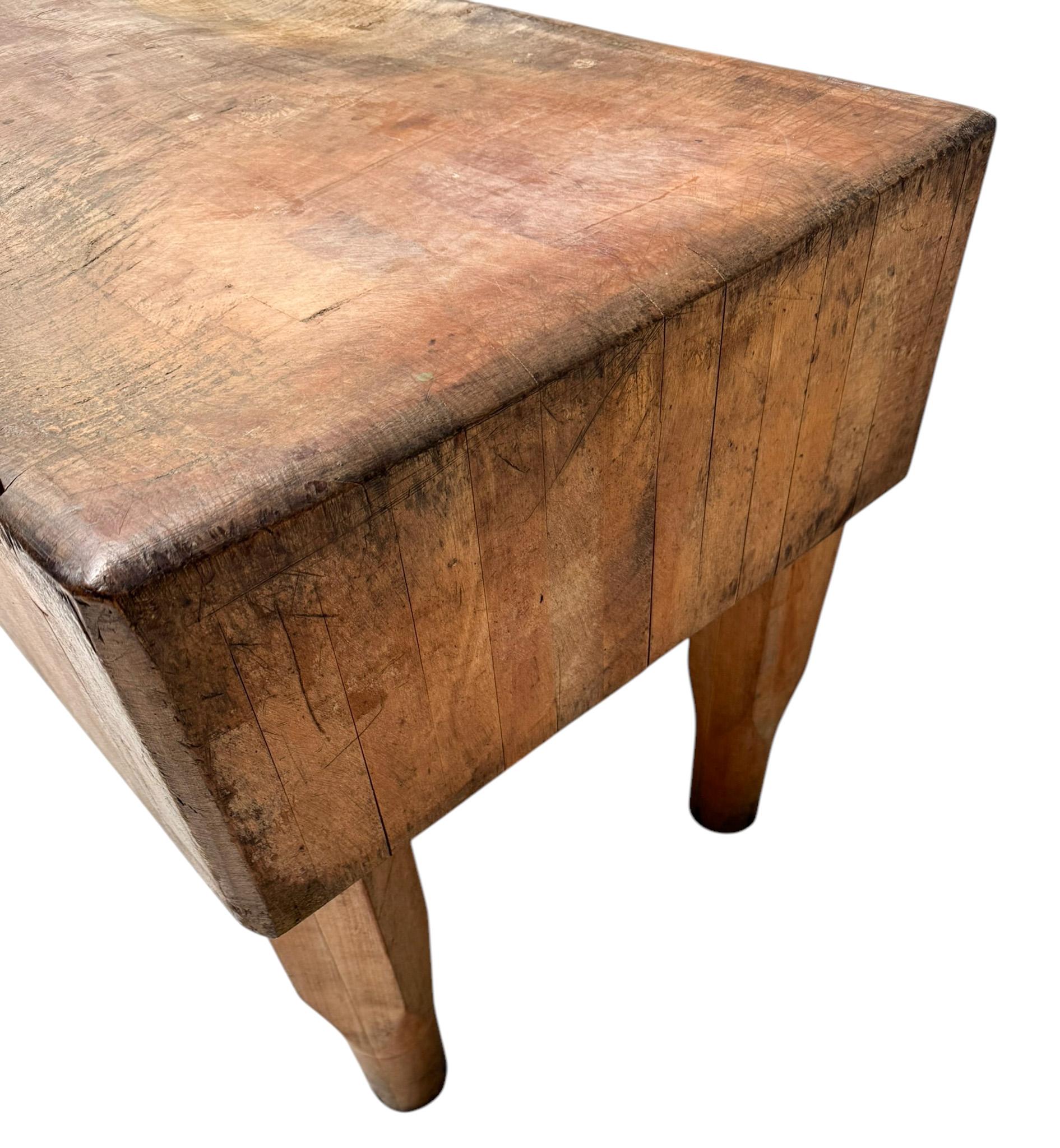 Art déco Butchers Block-Tisch, 1970er-Jahre (Französisch) im Angebot