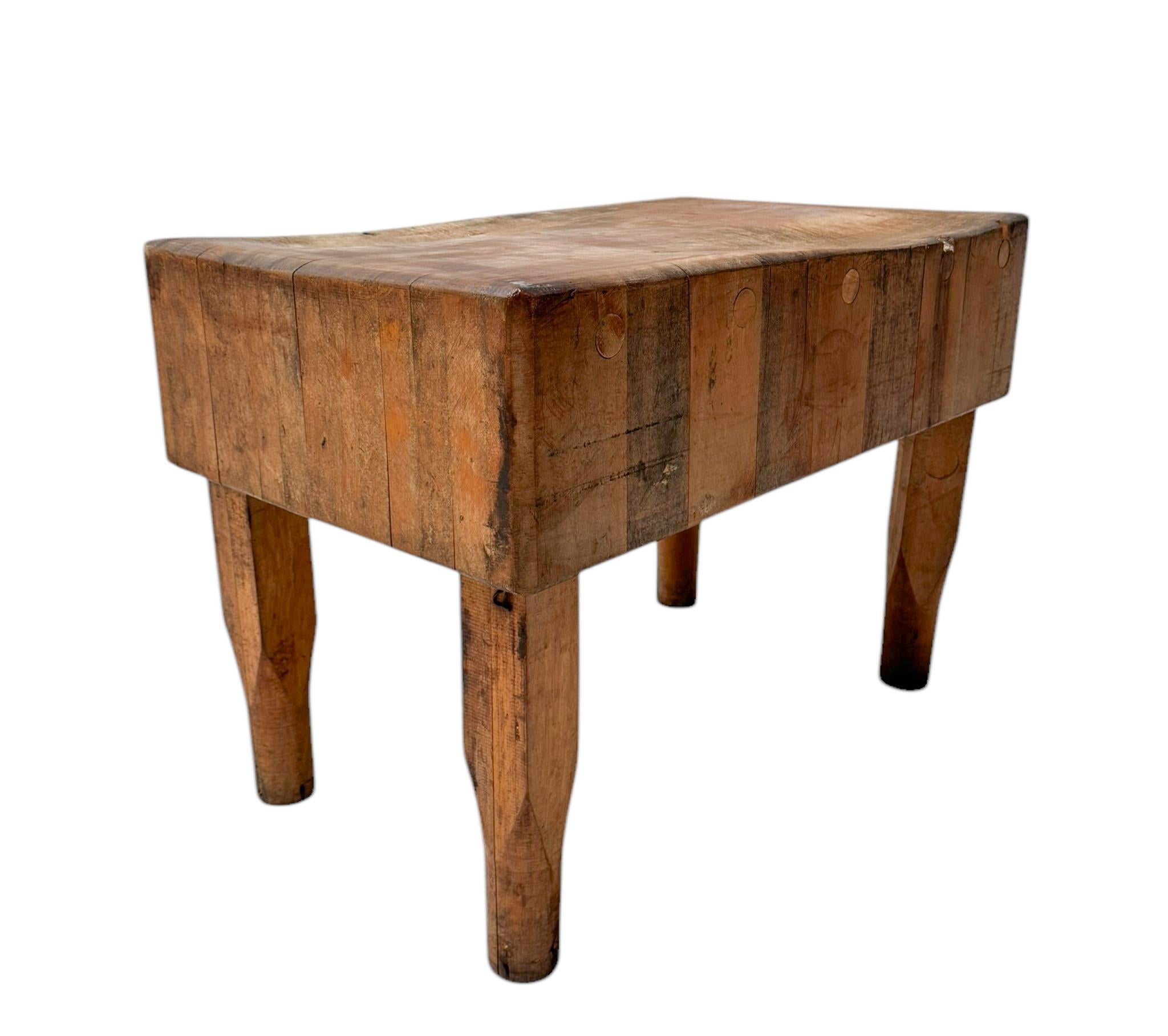 Art déco Butchers Block-Tisch, 1970er-Jahre im Angebot 1