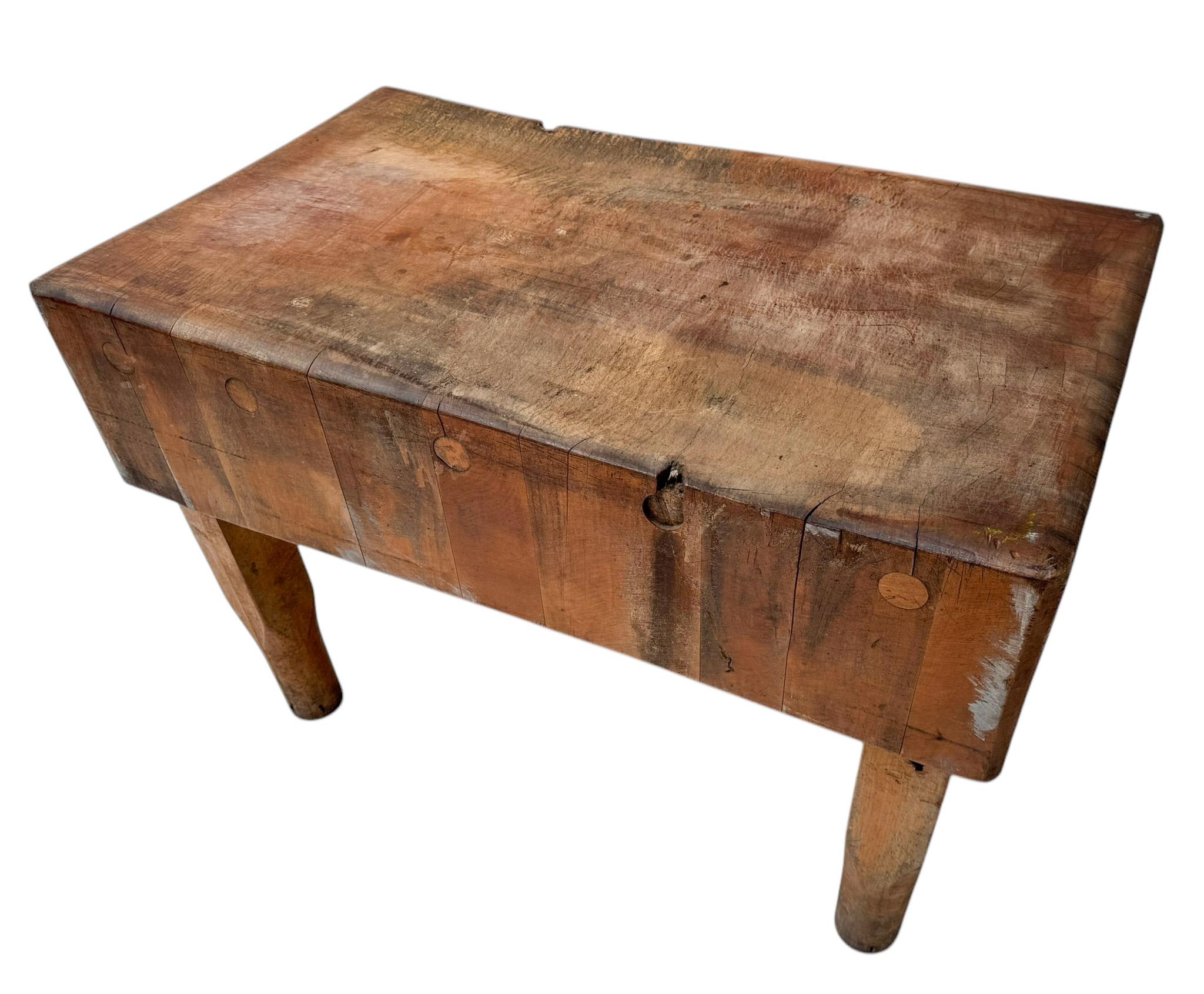 Art déco Butchers Block-Tisch, 1970er-Jahre im Angebot 2