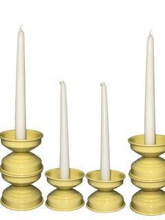 Art Deco Butter Yellow Candle Holders, Italian Contemporary Design, Set of 4