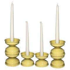 Art Deco Butter Yellow Candle Holders, Italian Contemporary Design, Set of 8