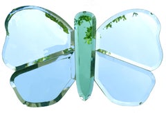 Art Deco Butterfly Shaped Green & Clear Mirror, English , c1930s