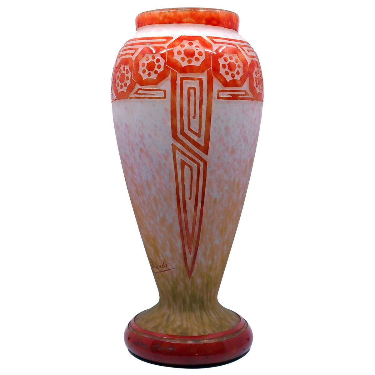 Art Deco Glass Vase by Le Verre Francais & Charder