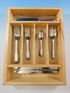 Art Deco by Ricci Italy Sterling Silver Flatware Service Set of 20 Pieces Dinner