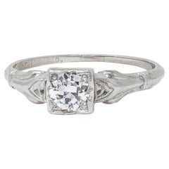 Art Deco Byard Brogan 0.36 CTW Diamond Platinum Square Form Engagement Ring