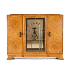 Art Deco C1920 Burr Walnut Display Cabinet Sideboard by Leemings