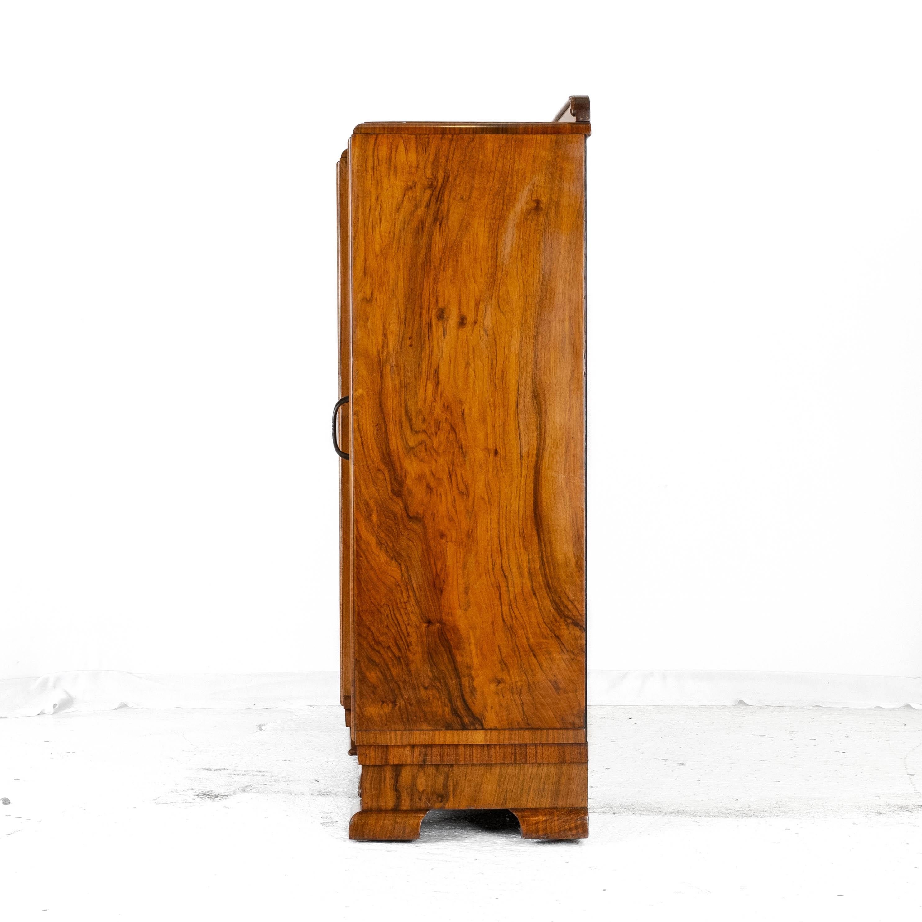 Veneer Art Deco C1920 Burr Walnut Display Cabinet Sideboard by Leemings