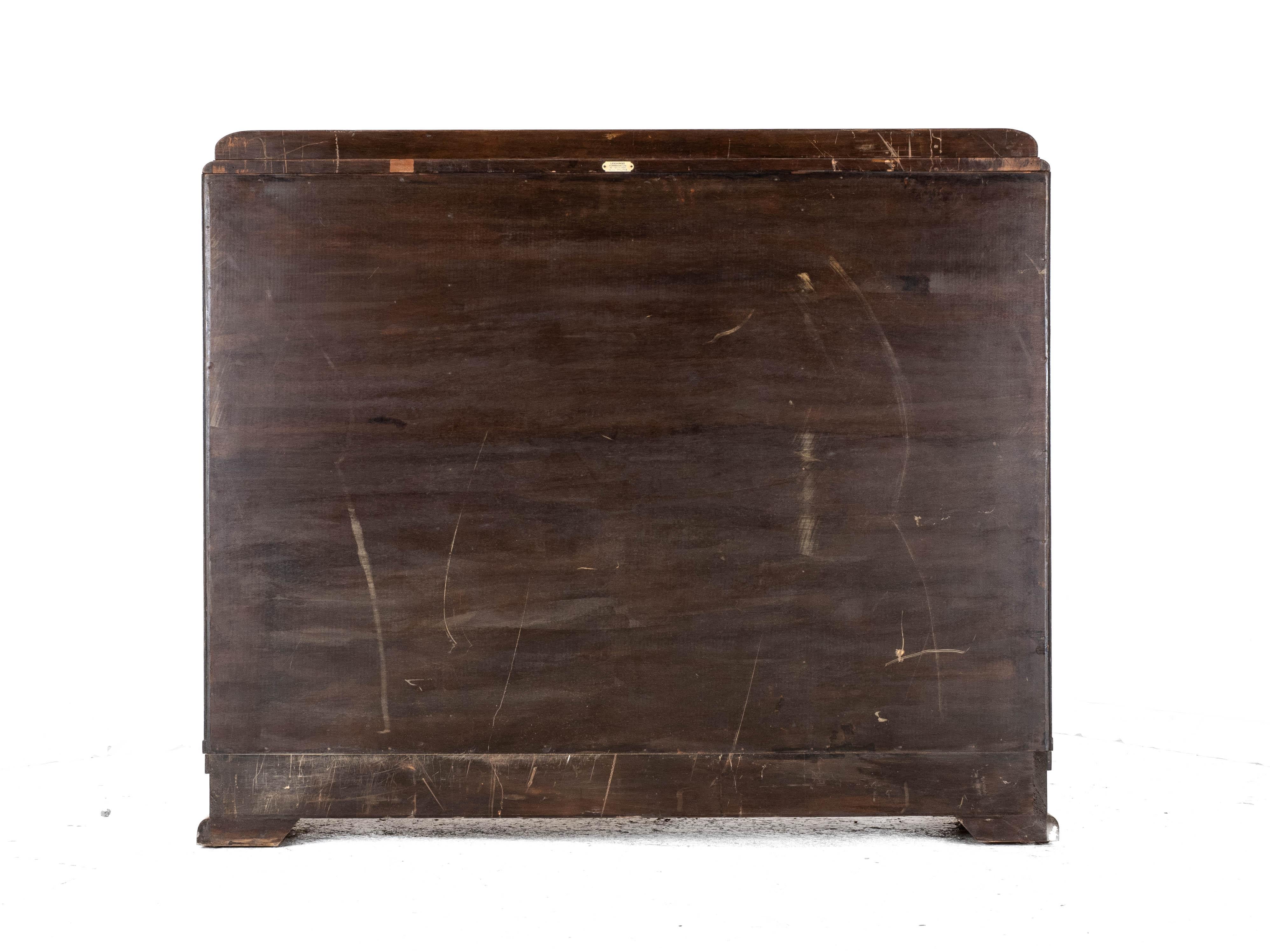Art Deco C1920 Burr Walnut Display Cabinet Sideboard by Leemings In Good Condition In Leeds, GB