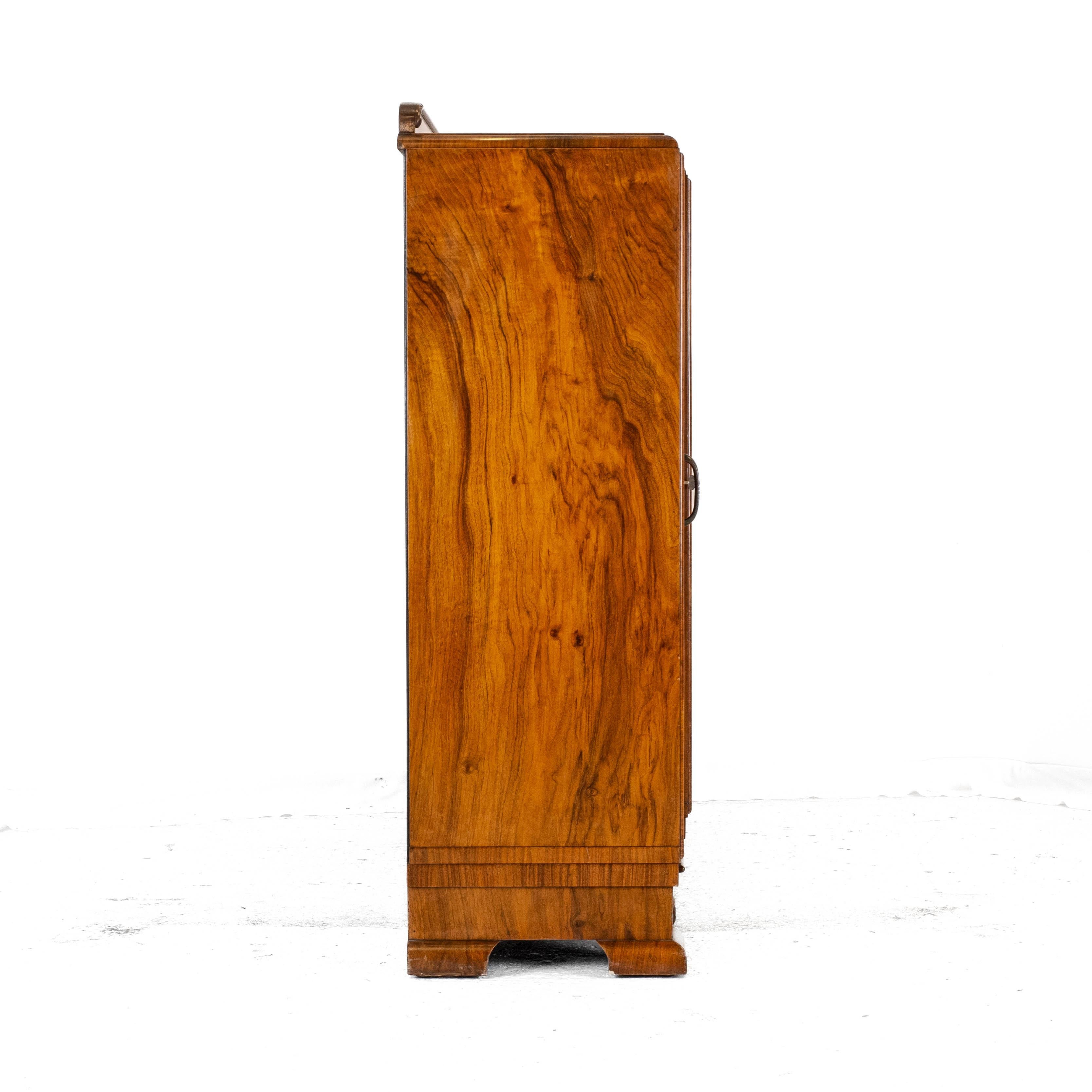 Art Deco C1920 Burr Walnut Display Cabinet Sideboard by Leemings 1