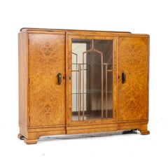 Art Deco C1920 Burr Walnut Display Cabinet Sideboard by Leemings