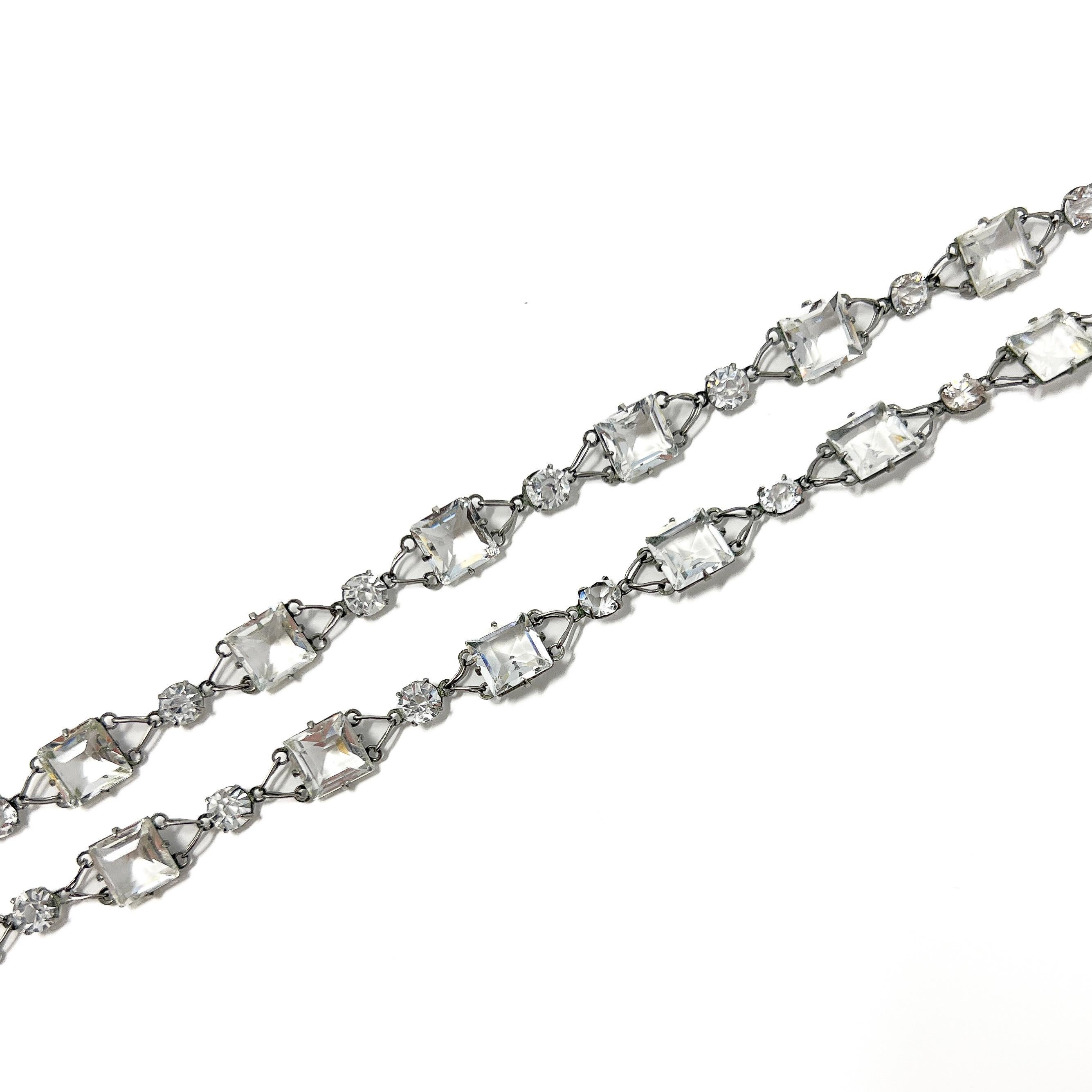 Art Deco c.1920 Platinon and Crystal Antique Pendant Necklace 5
