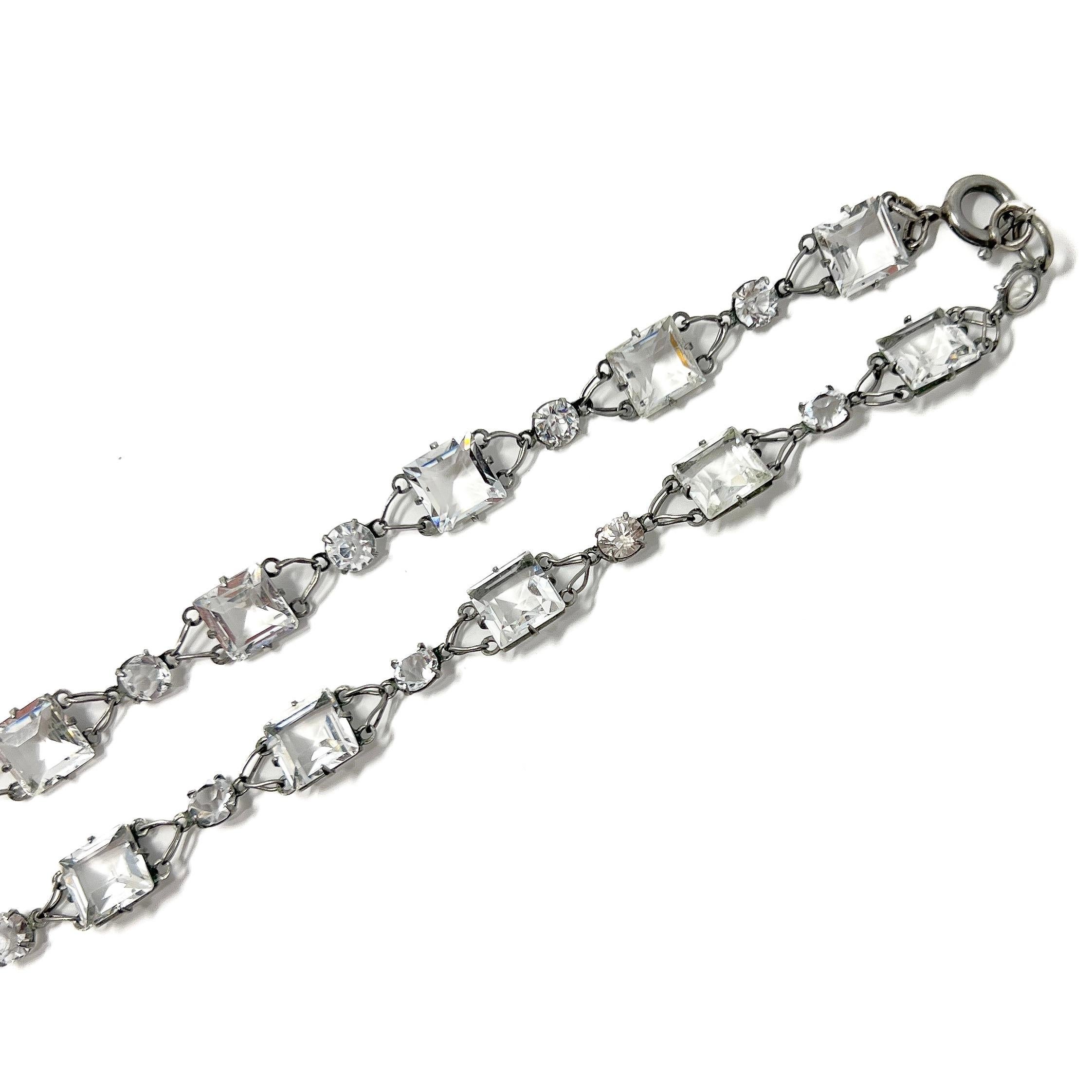 Art Deco c.1920 Platinon and Crystal Antique Pendant Necklace 6
