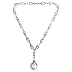 Art Deco c.1920 Platinon and Crystal Antique Pendant Necklace